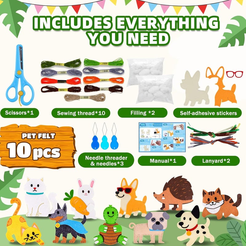 Garma Puppy Sewing Kit for Kids - 10 in 1 Pet Kids Sewing Crafts Kit for Beginners - Mini Sewing Kits for Kid 5-8 8-12 - Easy Sew Your Own Felt Animals DIY Craft Set for Boys & Girls Birthday - Image 2